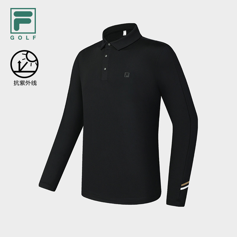 FILA 斐乐男子针织长袖POLO衫春款高尔夫运动防晒上衣A11M515204F
