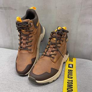 CAT卡特24秋季男士户外防泼溅牛皮高帮休闲鞋户外靴P725948N3AD