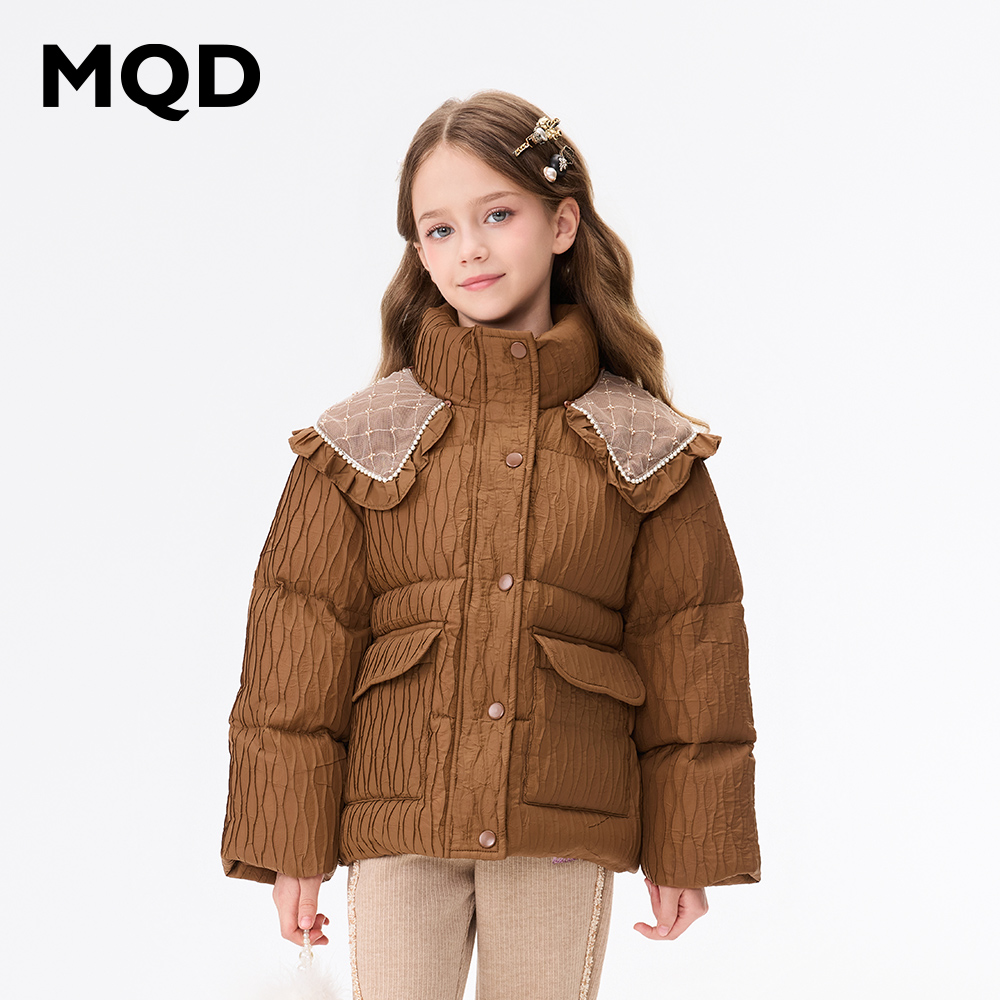 MQD女童冬季复古潮酷保暖舒适立领羽绒服234411313
