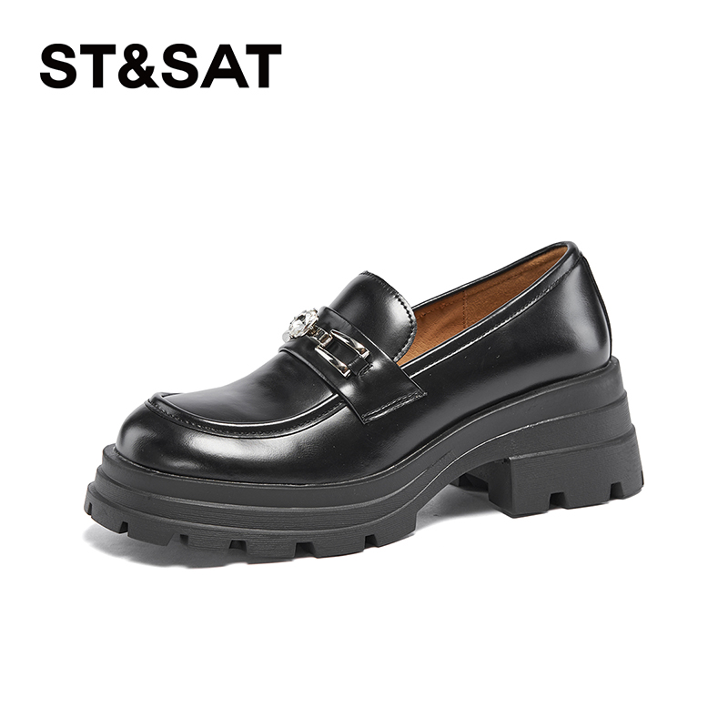 星期六厚底乐福鞋小众设计钻石通勤女单鞋SSC3111O07