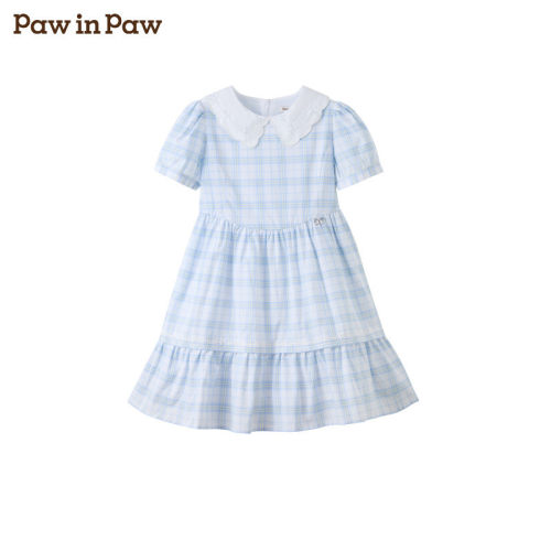 PawinPaw卡通小熊童装26年夏季女童翻领收腰连衣裙PCOWG2321M