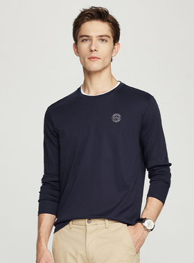 德鲨男装长袖圆领T恤休闲打底衫L2T42101