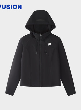 FILA FUSION斐乐潮牌女士针织连帽外套2026春修身上衣T11W613502F