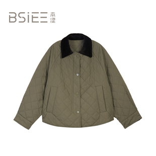 赵昭仪同款BSiEE本涩2025年冬新款复古撞色长棉外套F1149Y01