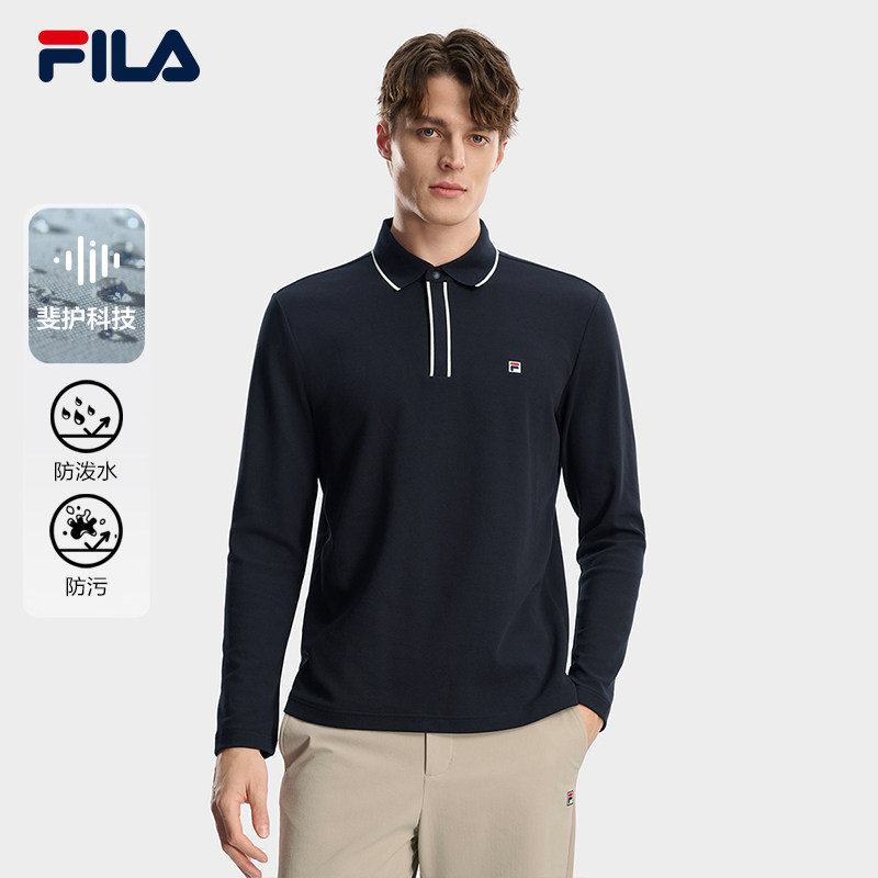 FILA 斐乐官方男子针织长袖POLO衫2026春季新基础上衣F11M618206F图片