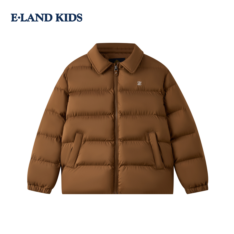 eland kids童装男童女童棉服冬刺绣翻领轻量短款外套EKJPF8T11K