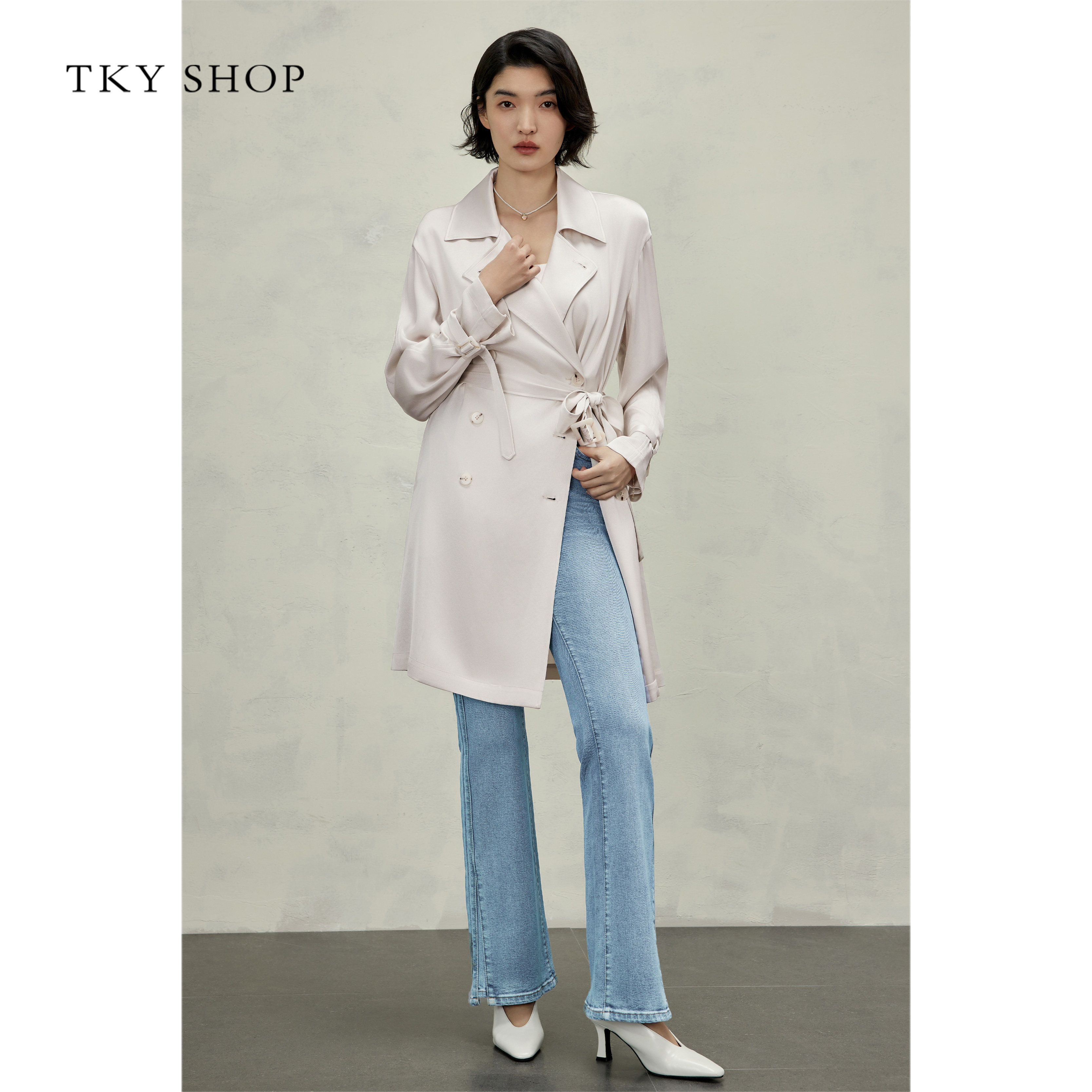 TKY SHOP 女士简约时尚风衣10H1BA09D105