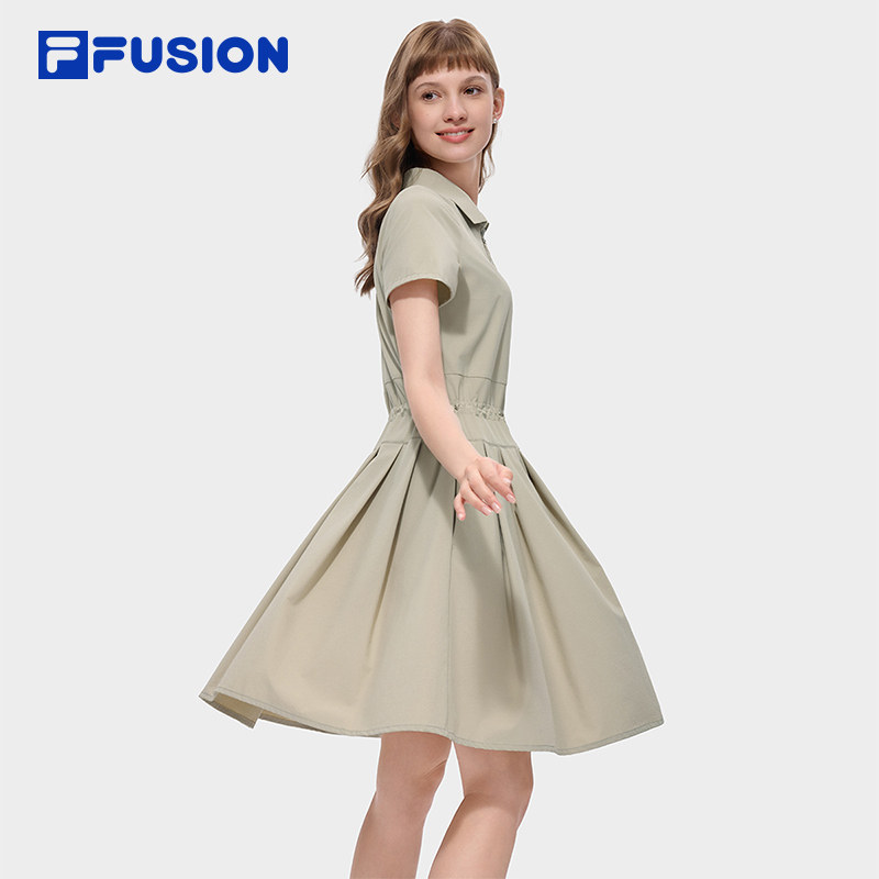 FILA FUSION 斐乐潮牌女子梭织洋装2026秋凉感衬衫裙T11W635302F