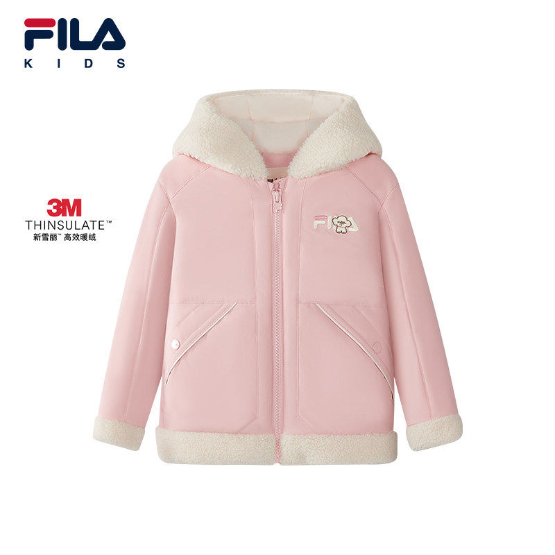 FILA KIDS斐乐童装女小童棉服2026季新款儿童连帽外套K11G614901
