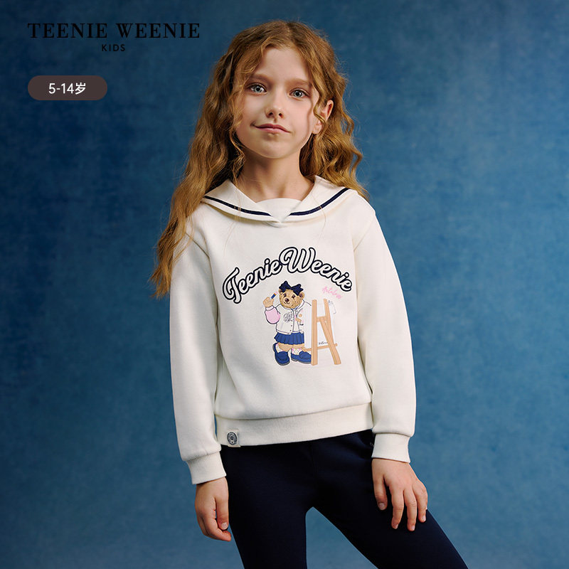 TeenieWeenie Kids小熊童装女童时尚印绣花水手领卫衣TKMW251251K
