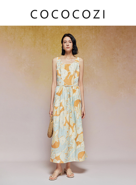 COCOCOZI春夏季款式提花桑蚕丝气质优雅真丝女士连衣裙241CO050L