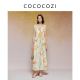 式 COCOCOZI春夏季 款 提花桑蚕丝气质优雅真丝女士连衣裙241CO050L