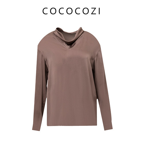 COCOCOZI春夏弹力荡领纯色轻薄长袖休闲衫女装251CO011CS