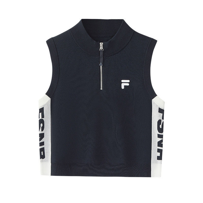 FILA FUSION斐乐潮牌女子编织背心2025修身无袖上衣T11W535105B
