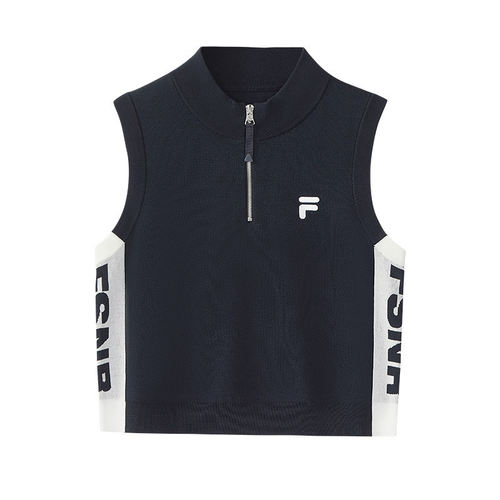 FILA FUSION斐乐潮牌女子编织背心2025修身无袖上衣T11W535105B