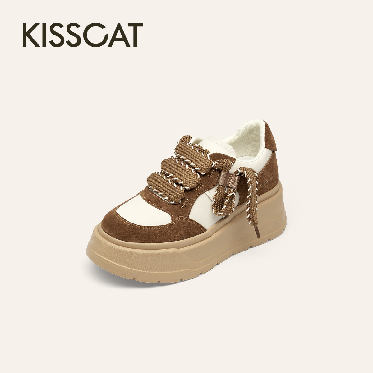 KISSCAT接吻猫[南瓜车]厚底鞋26春新板鞋厚底小白鞋女K76177A-51
