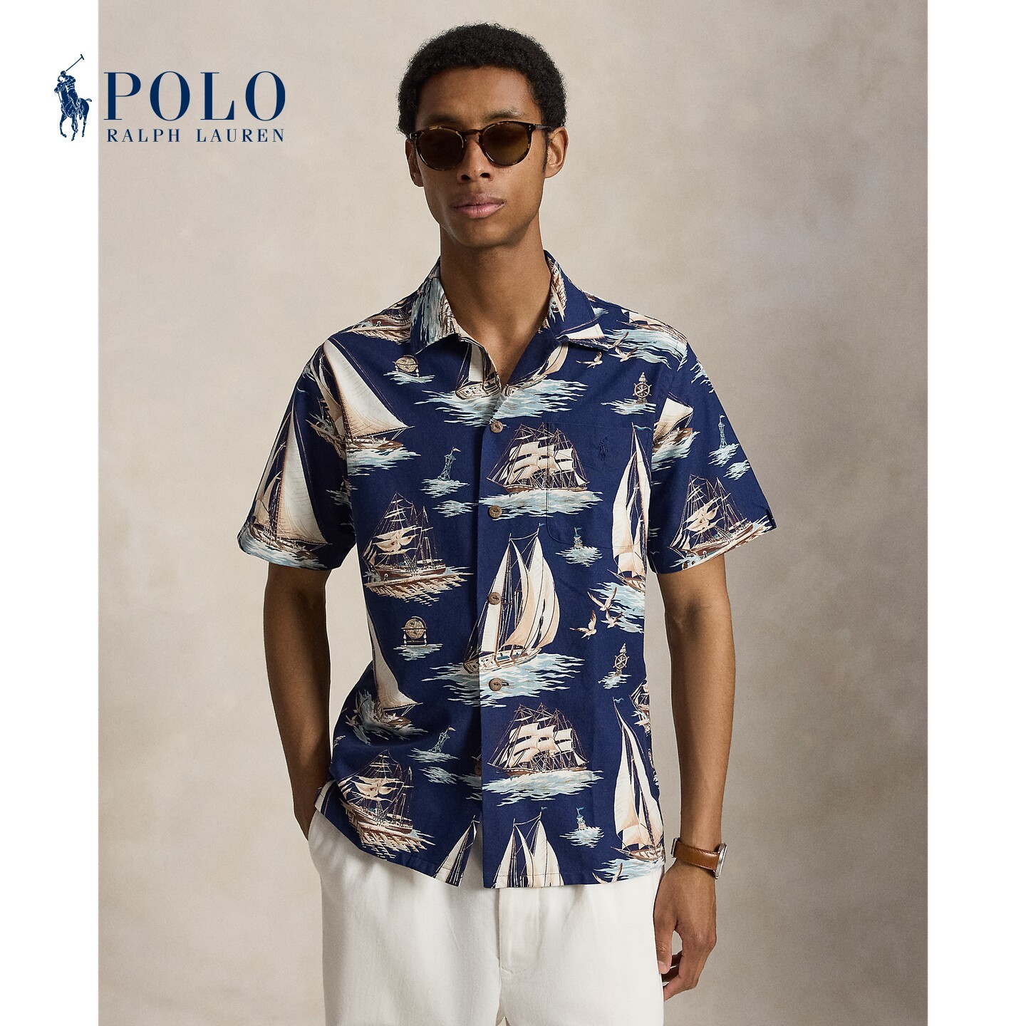 Ralph Lauren/拉夫劳伦男装 经典版帆船短袖衬衫MNPOWOV1N821084