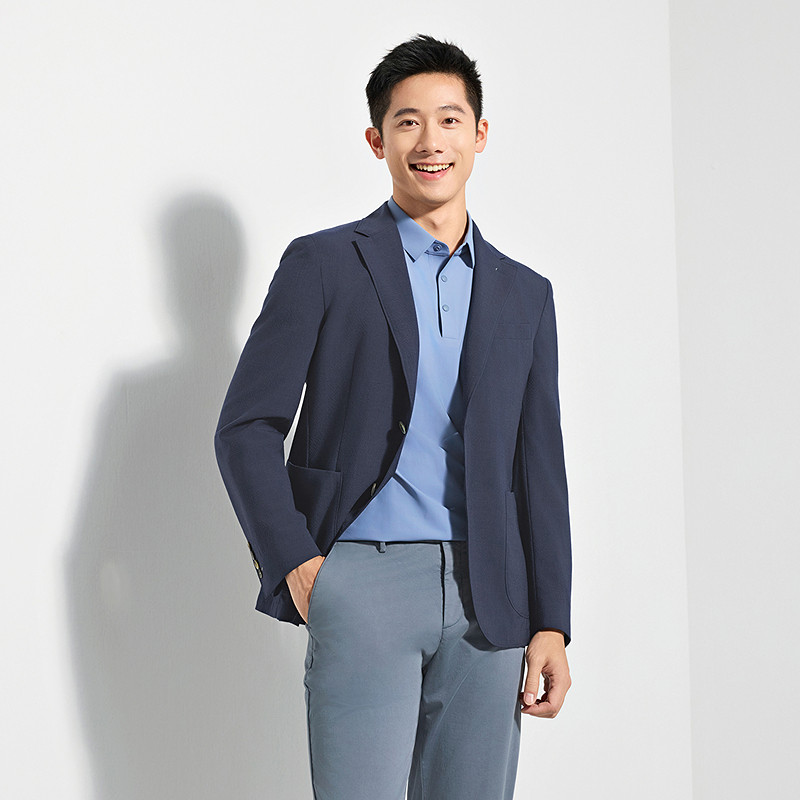 雅戈尔男士长袖平驳领西服外套