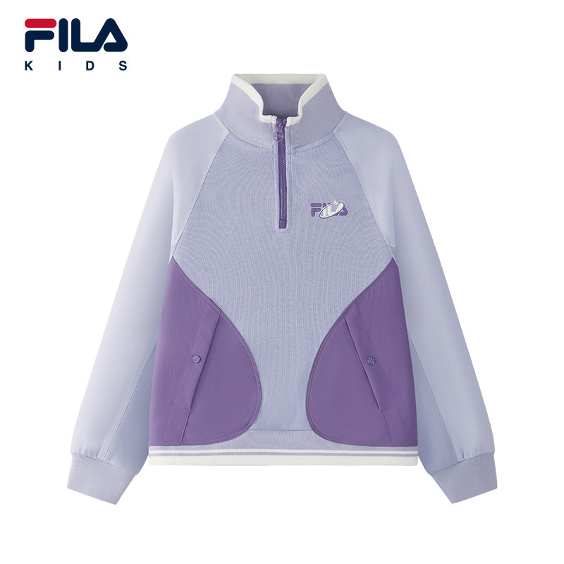 FILA KIDS斐乐童装女大童卫衣2026春立领舒适套头上衣K12G611204