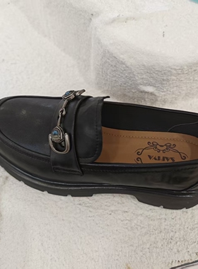 索菲娅英伦厚底粗跟一脚蹬复古红豆金属扣乐福鞋SFE1112188