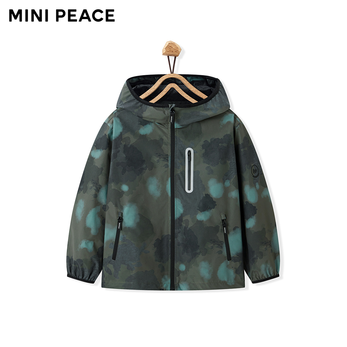 【专柜同款】MINIPEACE太平鸟童装男童连帽迷彩风衣儿童户外夹克