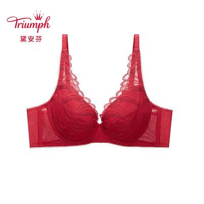 Triumph黛安芬内衣女蕾丝红色软钢圈舒适薄款文胸16R8933