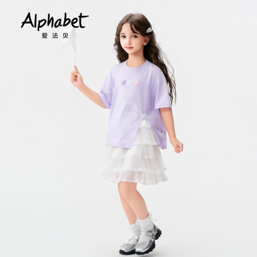 Alphabet爱法贝童装夏季女短袖T恤202Q653