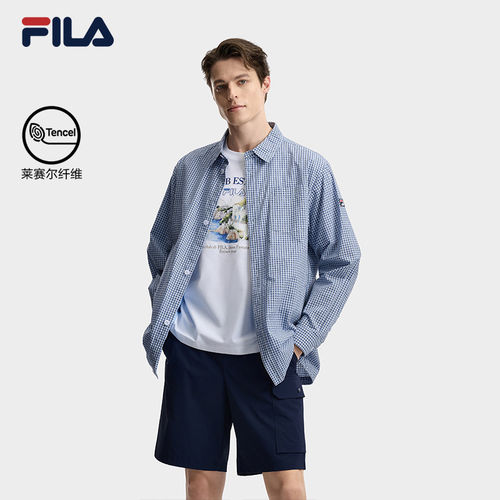 FILA 斐乐官方男子梭织长袖衬衫2026夏季休闲宽松上衣F11M628411F