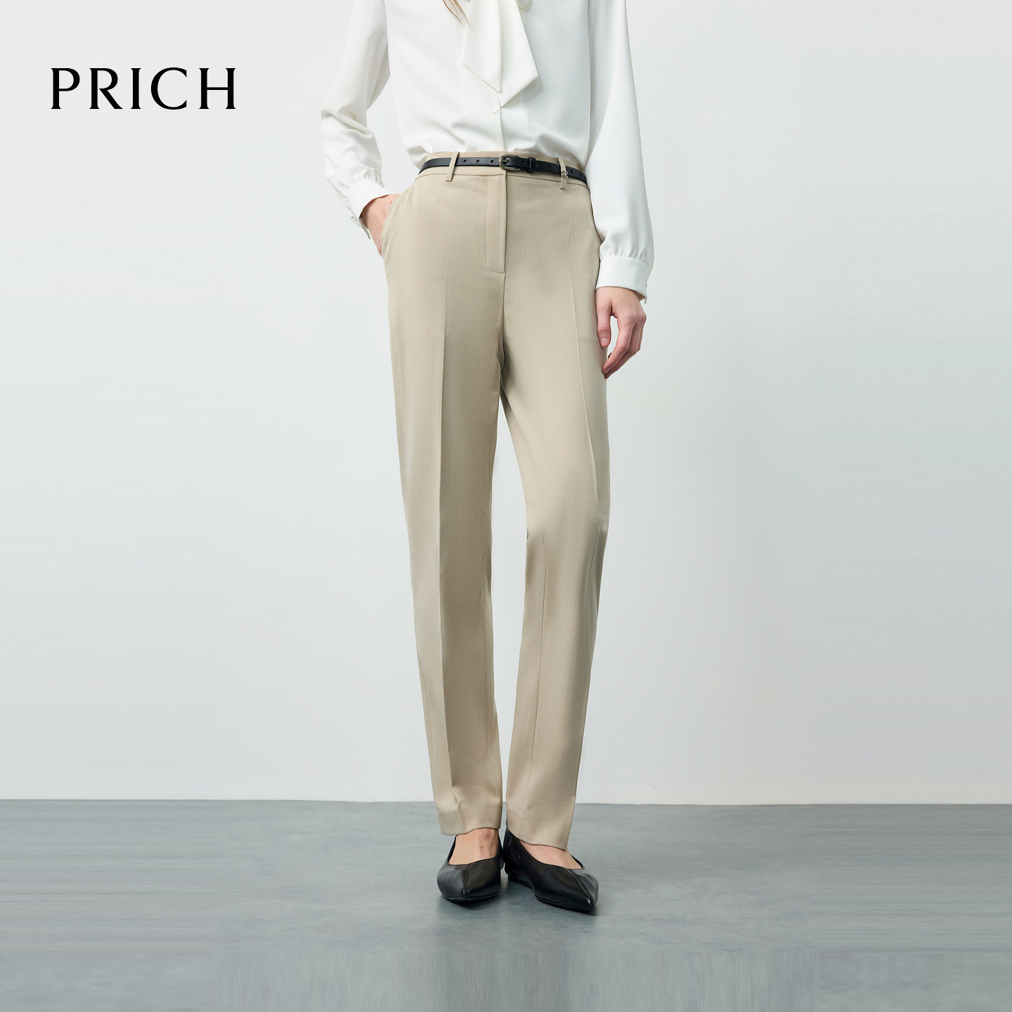 PRICH简约干练直筒西装裤2026春季通勤显瘦中缝垂坠裤子女