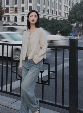 BSIEE本涩高腰阔腿裤女复古时尚通勤裤子