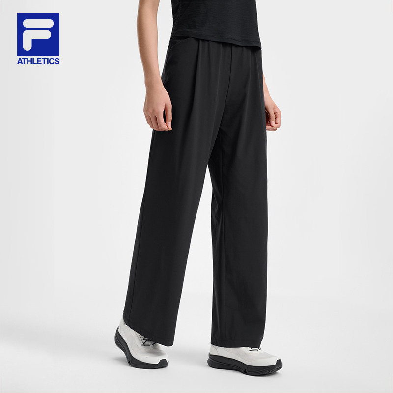 FILA 斐乐官方女士梭织长裤2026夏新款裤子健身阔腿裤A11W631801F