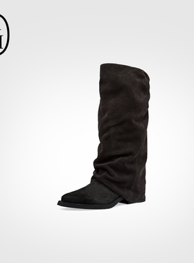 ASH女靴2025秋季欣款LIAM尖头厚底高筒靴女粗跟套筒靴AP303L12056