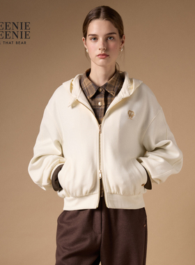TeenieWeenie小熊女装卫衣简约宽松通勤连帽拉链外套TTMZ254TW1A