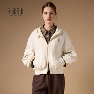 TeenieWeenie小熊女装 卫衣简约宽松通勤连帽拉链外套TTMZ254TW1A