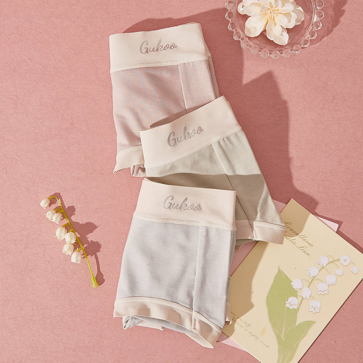 Gukoo/果壳简约3条组合纯棉裆女士内裤组合726022831601