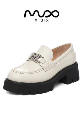 MUX迈思2024秋季复古纯色乐福鞋柔软牛皮舒适超轻底女鞋82124