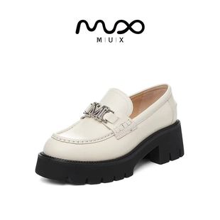 MUX迈思2024秋季复古纯色乐福鞋柔软牛皮舒适超轻底女鞋82124