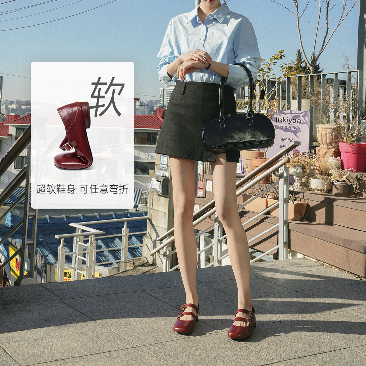[放松躺坪]莎莎苏2025年秋方头两穿玛丽珍羊皮浅口单鞋ZA65107-11