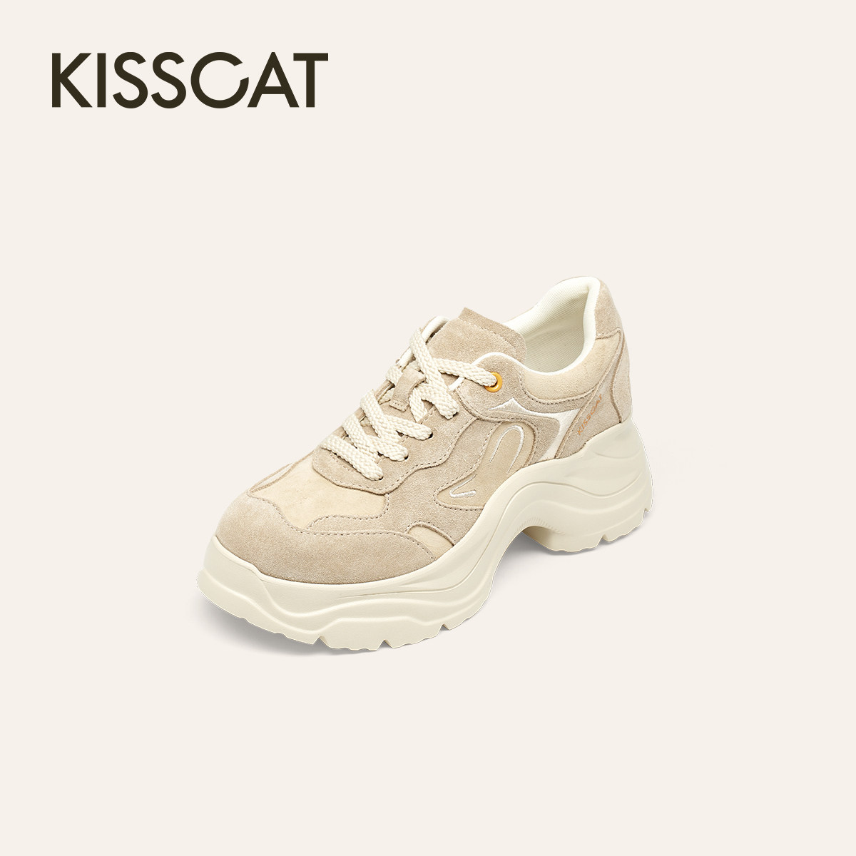 KISSCAT接吻猫[追风系列]26春新增高运动鞋厚底老爹鞋K76150A-51