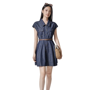 MOFAN瓦片袖牛仔连衣裙MBL564104