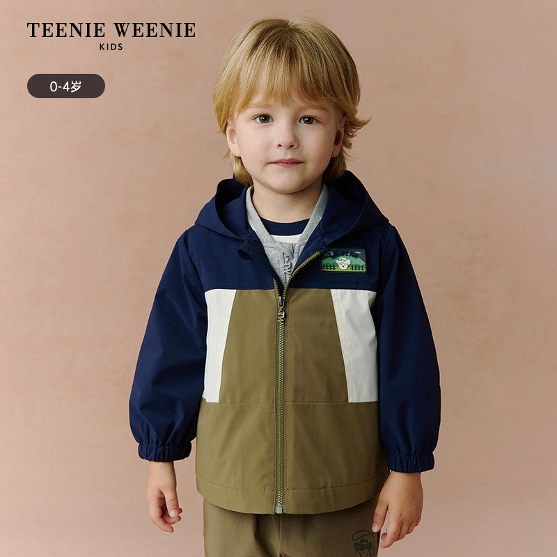 TeenieWeenie Kids小熊童装男宝宝连帽拼色外套