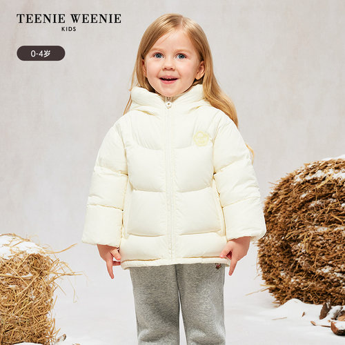 TeenieWeenie Kids小熊童装秋女宝甜美花朵蓬松羽绒服T0JD244T58K