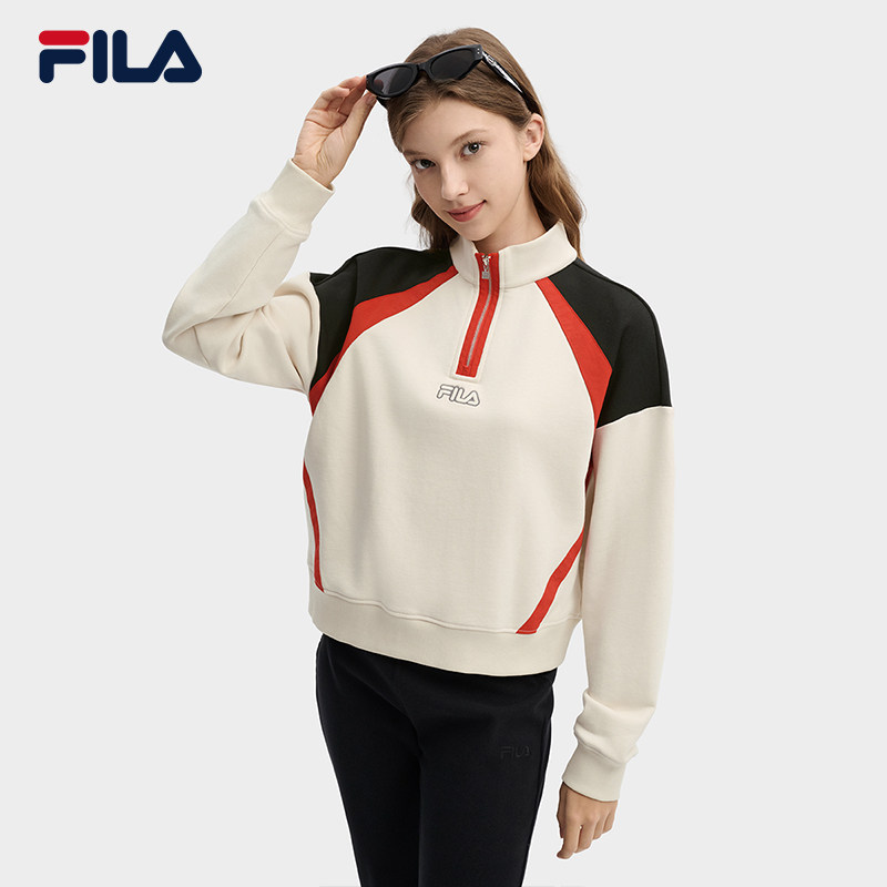 FILA 斐乐官方女子套头卫衣2026春针织长袖上衣F11W619211F