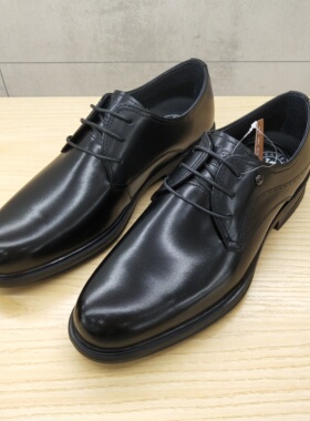 骆驼男士空气循环舒适黑色商务正装皮鞋Q14S005194