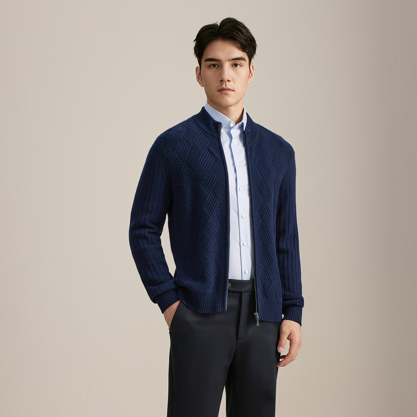 雅戈尔男士毛衫外套秋冬款官方商务休闲羊毛外套男YWHR615266FKA