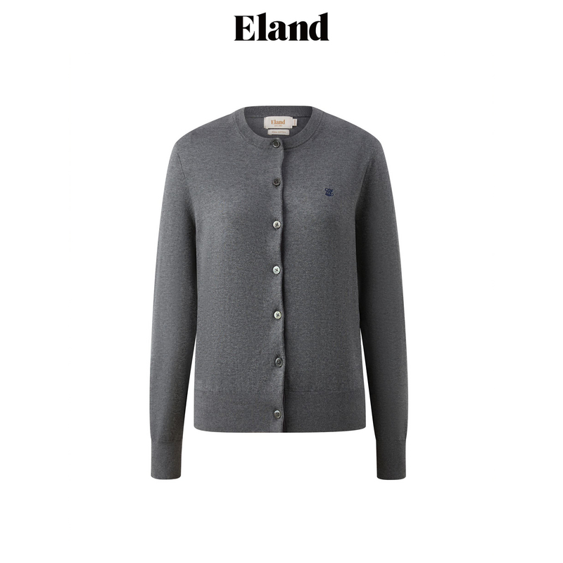 Eland毛针织衫女学院风圆领舒适休闲通勤开衫25夏季