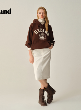 Eland卫衣女宽松连帽运动休闲上衣2025冬季EEMTF4TE02