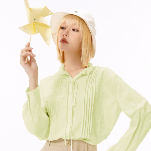 小麦檬Pure:Moment:23秋纯色休闲设计感长袖衬衫女4E8221461