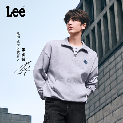Lee商场款25秋新舒适版101+刺绣半拉链男长袖卫衣