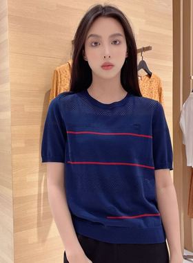 菲姿 女士简约圆领线条针织衫F3B833